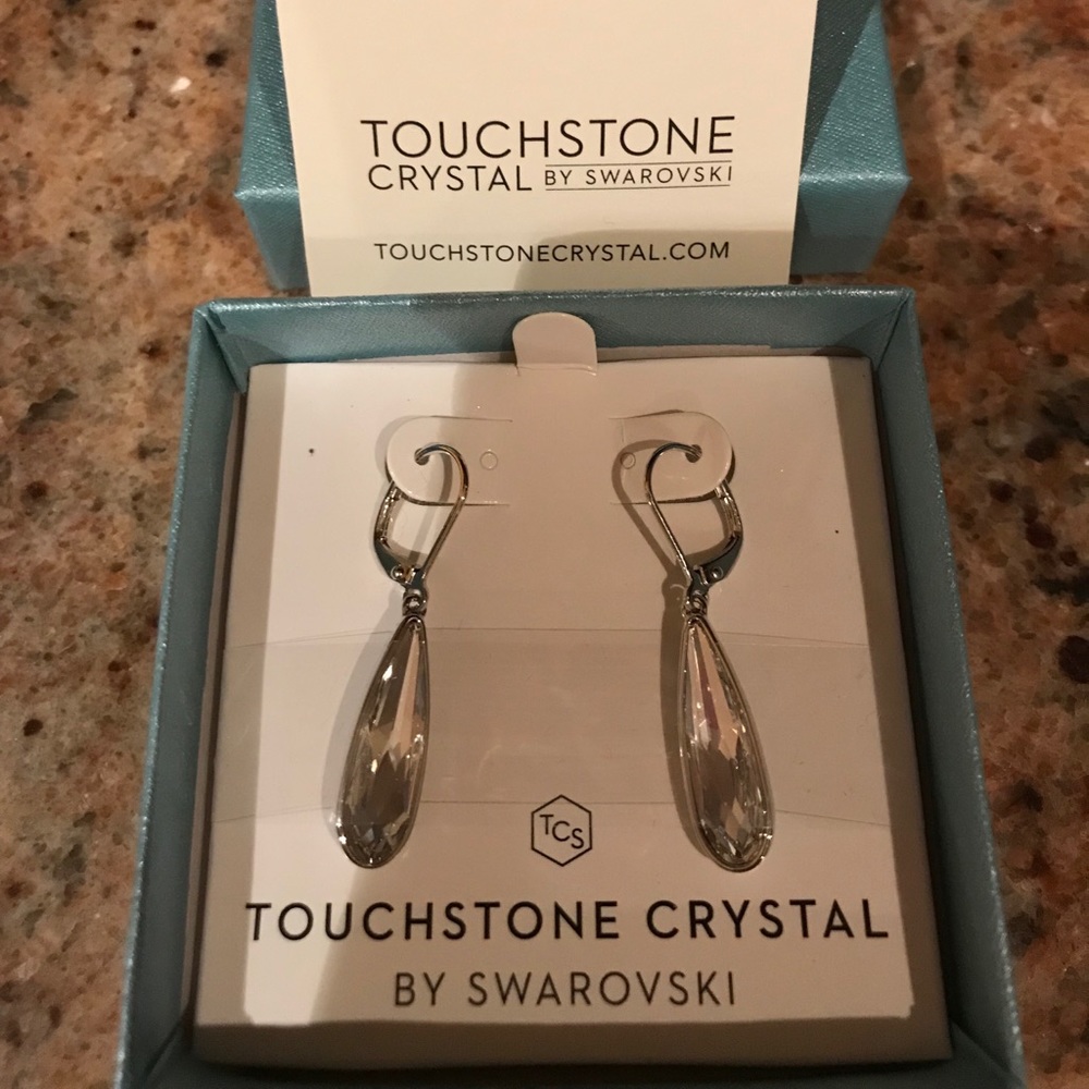Touchstone crystal Navette earrings